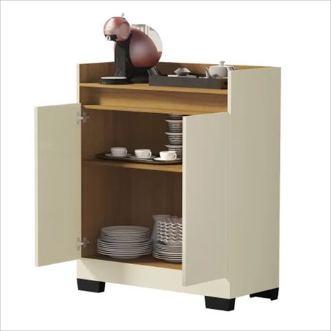 Balcao Buffet Real 2 Portas 100% Mdp Perola Mel