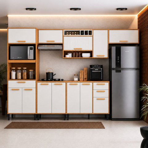 Cozinha Compacta 6 Peças 12 Portas 3 Gavetas com Tampo Itatiaia Napoles