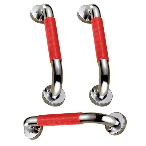 Barra de Apoio Antiderrapante 40cm Aço Inox Kit 3 Uni Banheiro Box Idoso Criança Cadeirante Acessibi