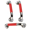 Ver imagem 1 de Barra de Apoio Antiderrapante 40cm Aço Inox Kit 3 Uni Banheiro Box Idoso Criança Cadeirante Acessibi
