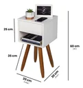 Ver imagem 2 de Conjunto 2 Mesinhas de Cabeceira Retrô 30cm Branco Gaveta e Nicho Pés Palito - Enviamos Montado