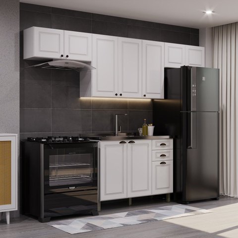 Cozinha Americana Modulada 4 Peças Balcão sem Tampo Paris
