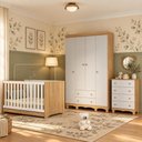 Ver imagem 1 de Quarto de Bebê Completo com Berço Americano 3 em 1 e Colchão Incluso Flor Multimóveis MP4946