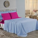 Ver imagem 1 de Jogo de Cama Casal Viúva Nobre 4 Peças Malha 100% Algodão - Azul-bebê / Pink