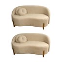 Ver imagem 1 de Kit 02 Sofás Orgânicos 2 Lugares C/2 Almofadas Curvo Sala Recepção Amsterdã Boucle Bege - Montanari'