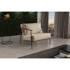 Poltrona em Linho 70cm com Estrutura de Metal Ferco