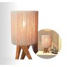 Abajur Luminária de Mesa Tripé Madeira Cúpula de Corda Sisal Decoração Rústica - 1