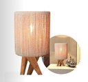Ver imagem 1 de Abajur Luminária de Mesa Tripé Madeira Cúpula de Corda Sisal Decoração Rústica