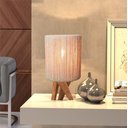 Ver imagem 3 de Abajur Luminária de Mesa Tripé Madeira Cúpula de Corda Sisal Decoração Rústica