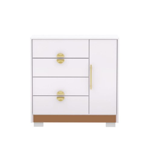 Cômoda Ilha Bela 4 Gavetas 1 Porta Branco Camarim Gaveteiro para Quarto