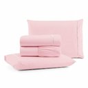 Ver imagem 1 de Jogo de Cama Lençol Egipicio King 4 Peças Micropercal 600 Fios Macio Rosa Casa Show Enxovais