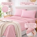 Ver imagem 4 de Jogo de Cama Lençol Egipicio King 4 Peças Micropercal 600 Fios Macio Rosa Casa Show Enxovais