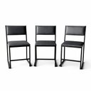 Ver imagem 3 de Kit 3 Cadeira Empilhável Preta Assento e Encosto Estofado Preto