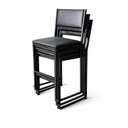 Ver imagem 2 de Kit 3 Cadeira Empilhável Preta Assento e Encosto Estofado Preto