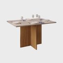 Ver imagem 2 de Mesa de Jantar Aura 120x90 Carvalho Europeu/creme e 4 Cadeiras Elen Veludo Kraft Dj Móveis Aura e El