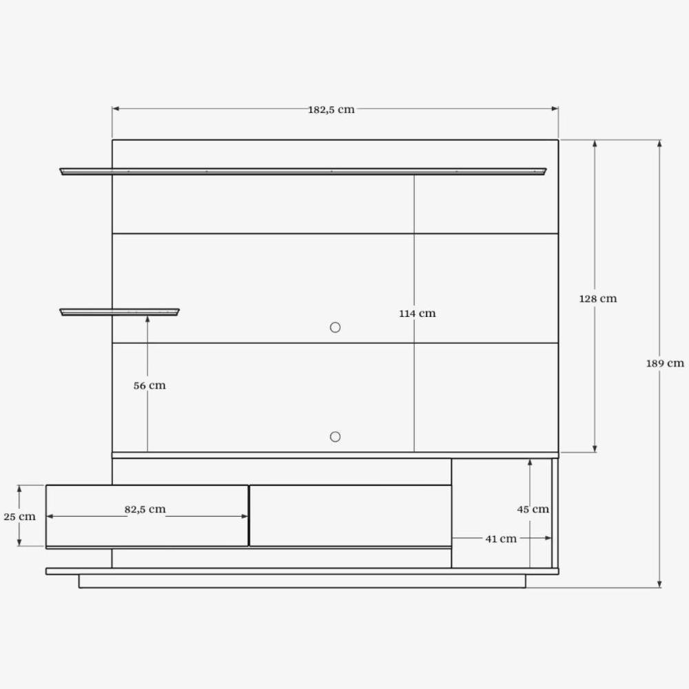 Home Theater Istambul 2.1 Estante Completa Decoração Sala Estar Rack com Painel - Cinza - 6