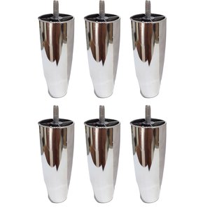 Kit para Cama Box com 6 Pés Cônico Metalizado Altura 12cm