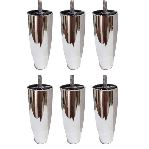 Kit para Cama Box com 6 Pés Cônico Metalizado Altura 12cm