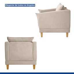 Poltrona para Sala de Estar Pés em Madeira Melina - 6