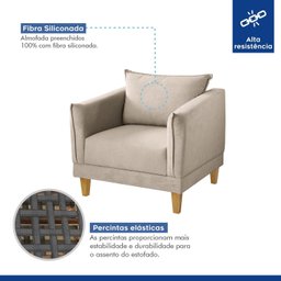 Poltrona para Sala de Estar Pés em Madeira Melina - 4