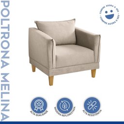 Poltrona para Sala de Estar Pés em Madeira Melina - 10
