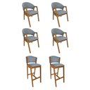 Ver imagem 1 de Kit 4 Cadeiras de Jantar Helen Madeira Maciça com 2 Banquetas Ana Cerejeira Premium Linho Cinza