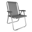 Ver imagem 1 de Cadeira Praia Max Alumínio Oversize Reforçada Até 140kg Zaka Cor:Cinza