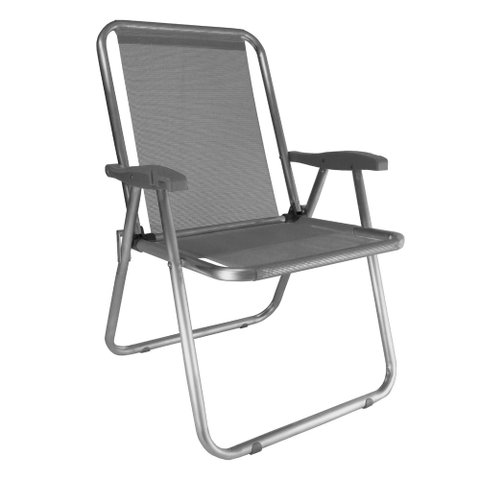 Cadeira Praia Max Alumínio Oversize Reforçada Até 140kg Zaka Cor:Cinza