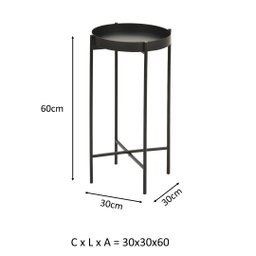 Mesa Lateral Redonda com Bandeja Apoio Sala Aço Collie 30x60 - 5