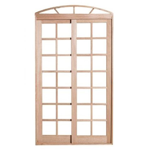 Porta Balcão de Correr de Madeira Cedro Arana 2 Folhas em Arco Bat.14 Cm- 2.35 (a) X 1.60 (l)