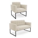 Ver imagem 1 de Sofá Namoradeira e Poltrona Industrial Preto Elisa Bouclê D03 - D'Rossi