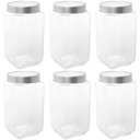Ver imagem 1 de Kit 6 Potes de Vidro 1,7l Tampa Metal Lyor Gastro Prata Porta Mantimentos Retangular