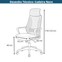 Ver imagem 6 de Cadeira Escritório Presidente Nero Domann Design Assento PU Preto Tela Mesh Base Metal