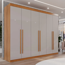 Ver imagem 4 de Guarda Roupa Casal 6 Portas 6 Gavetas Gramado 100% Mdf Valverde Moveis Cinamomo/off White