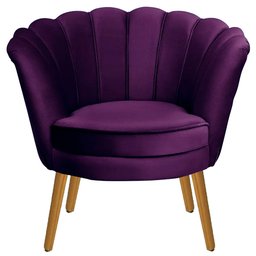 Poltrona Pétala em Sued Premium Roxo Sua Casa Decorações Pés Madeira Claro - 2