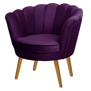 Poltrona Pétala em Sued Premium Roxo Sua Casa Decorações Pés Madeira Claro