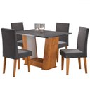 Ver imagem 1 de Mesa de Jantar 4 Lugares Grazi Mel/cinza/veludo Grafite - Pnr Móveis