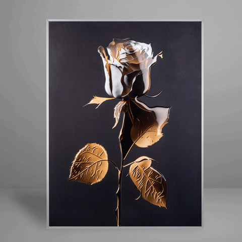 Quadro Decorativo Flower Rose Gold Paper Relevo