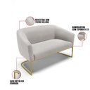 Ver imagem 4 de Sofá Namoradeira 2 Lugares Base Industrial Dourado Stella Veludo D03 - D’Rossi Cinza