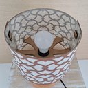 Ver imagem 4 de Abajur Base Cerâmica Rústica e Cúpula Linho Bege e Arabescos Marrom