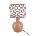 Ver imagem 1 de Abajur Base Cerâmica Rústica e Cúpula Linho Bege e Arabescos Marrom