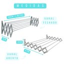 Ver imagem 3 de Kit 2 Varal Sanfonado Parede Retrátil Grande 100cm Total 2m