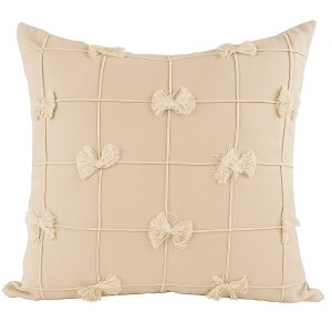 Cópia - Capa de Almofada Quadrada - Drapeada com Franjas em Macramê - em Veludo 100%