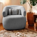 Ver imagem 1 de Poltrona Orgânica Giratória Chloe Decorativa com Almofada Plumante Bouclê Cinza - Arkell
