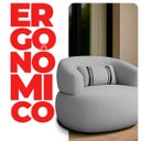 Ver imagem 2 de Poltrona Orgânica Giratória Chloe Decorativa com Almofada Plumante Bouclê Cinza - Arkell