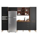 Ver imagem 1 de Armário de Cozinha Completa Vidro Reflecta com Adega 9 Portas 4 Gavetas Favorita Preto / Nature