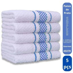 Kit 5 Pano de Prato Super Luxo Atoalhado Premium Gourmet Beka - Azul Claro - 2