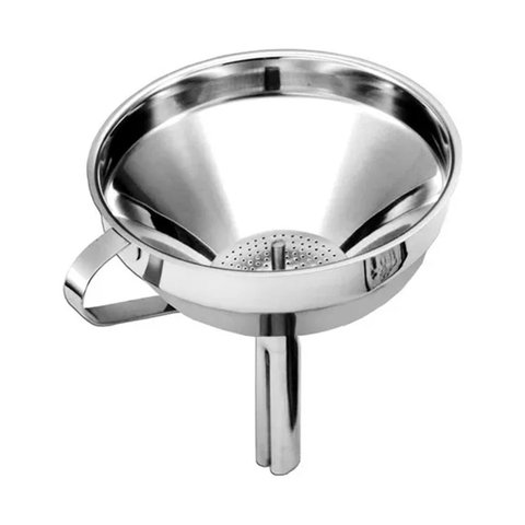 Funil com Peneira Corador Inox Profissional Grande