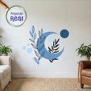Ver imagem 2 de Adesivo Floral Boho Azul Estilo Nórdico 110x94 Minimalista Mod.05