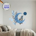 Ver imagem 1 de Adesivo Floral Boho Azul Estilo Nórdico 110x94 Minimalista Mod.05